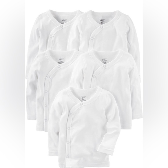 Carter's Other - Simple Joys Carter's Unisex Baby Side-Snap Long-Sleeve Shirt, 5 pack, preemie